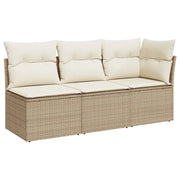 Divano da Giardino con Cuscini a 3 Posti-Sofa da giardino Beige in Polyrattan 828769