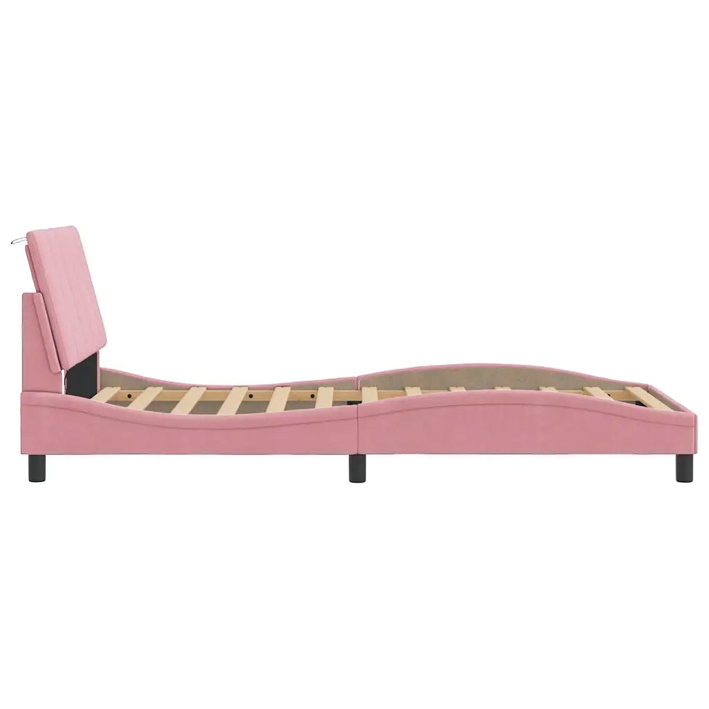 Giroletto con LED senza Materasso Hanko Rosa 100x200 cm in Velluto