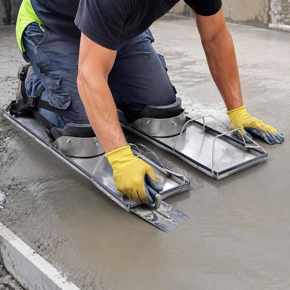 Concrete Knee Boards, 70 X 20 Cm, Sliding Knee Boards, Stainless Steel Knee Board, Concrete Gliders, 2 Pairs Of Movable Sliders With Concrete Knee Pads And Board Straps For Cement And Concrete Processing