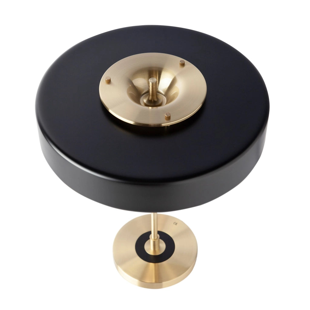 Lampada da tavolo in alluminio oro e alluminio nero