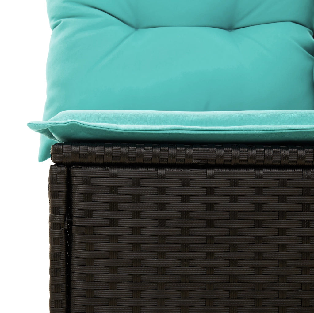 Divano da Giardino a 3 Posti con Cuscini Nero in Polyrattan 366041