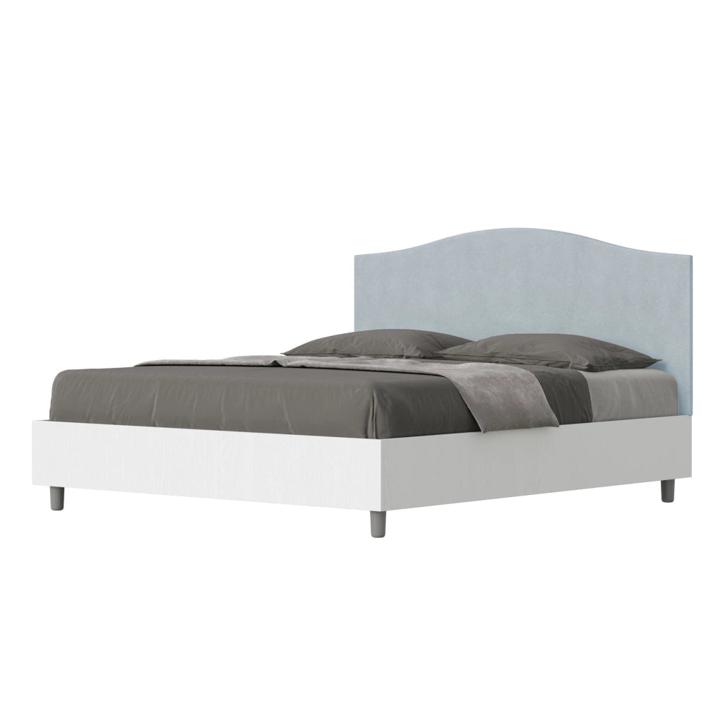 Letto Matrimoniale 160x200 cm con Rete e Contenitore Grace Azzurro