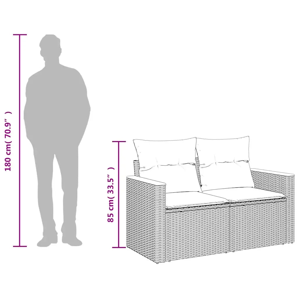 Divano da Giardino con Cuscini a 2 Posti Beige in Polyrattan 366097