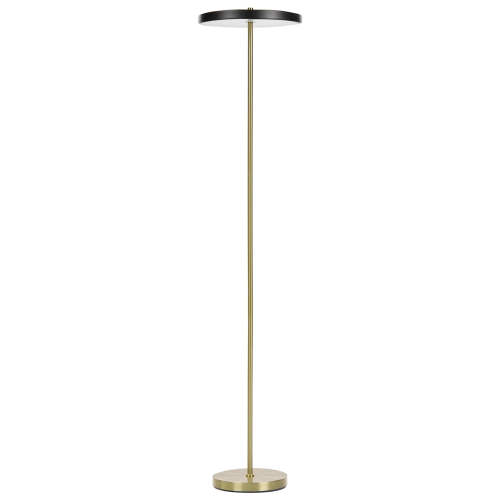 Lampada da terra a LED con base in metallo con dimmer nera in stile moderno