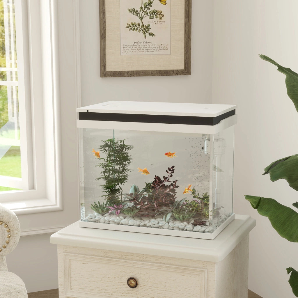 Acquario 41 Litri con Filtro, Luci LED, Pompa ¨C Minimal ¨C Bianco