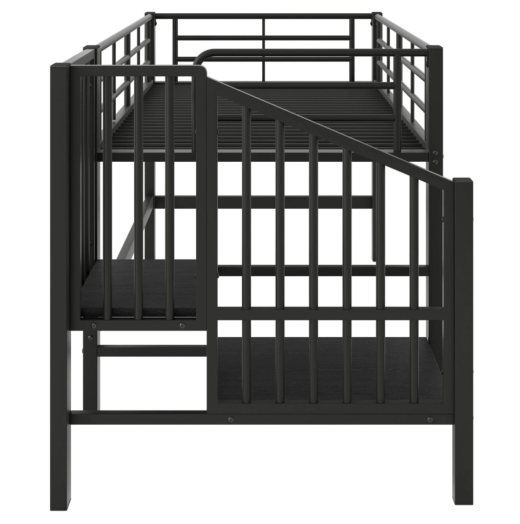Letto a soppalco basso 90x200 cm con scala contenitore; nero