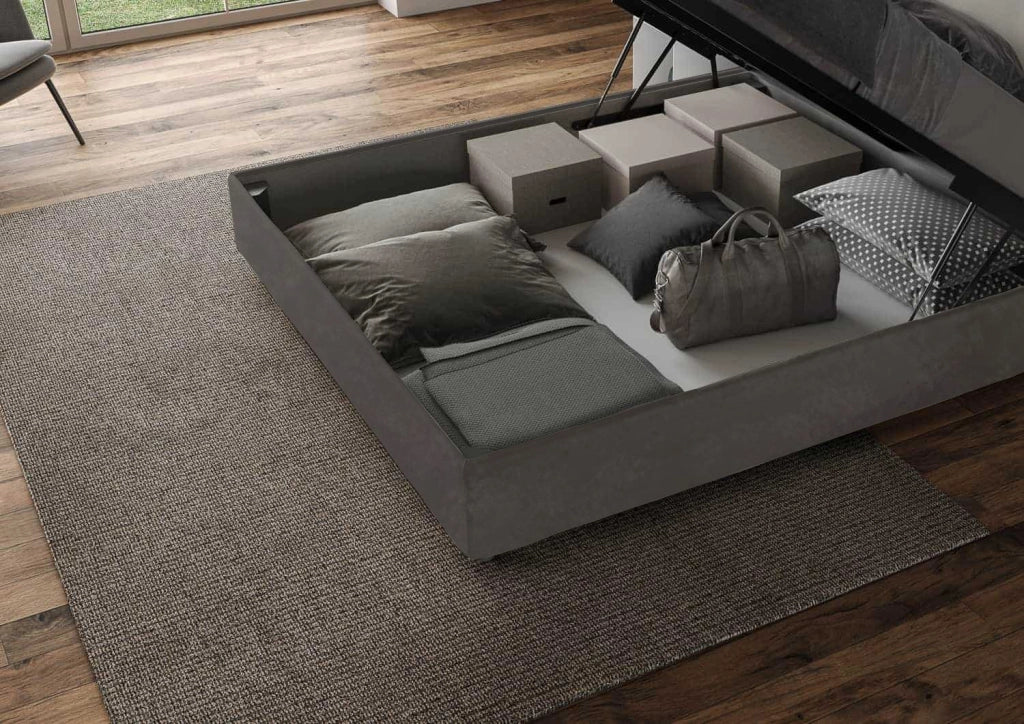 Letto 1 Piazza E Mezzo 130x190 cm con Rete Imbottito in Microfibra Agueda Grigio