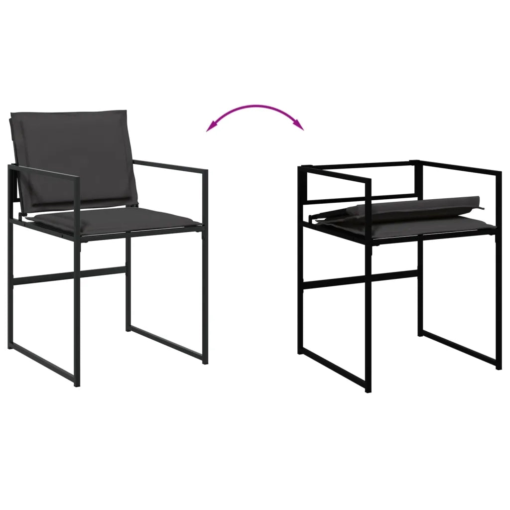 Set da Pranzo da Giardino 9 pz con Cuscini Nero in Textilene 3295078
