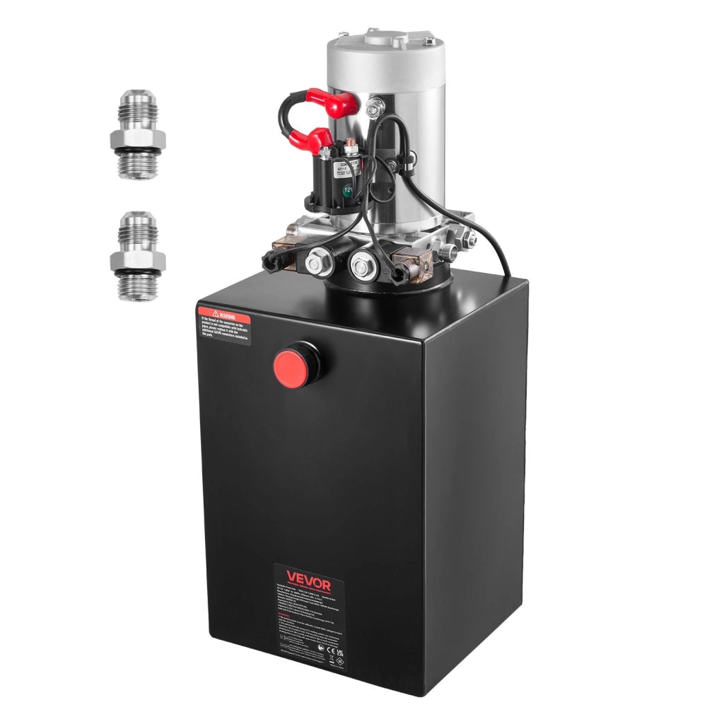 TDDC12V-1.6KW-S-20L Centralina Idraulica 12V 1,6kW a Doppia Azione, Pompa per Rimorchio e Sollevatore con Serbatoio in Metallo per Officina