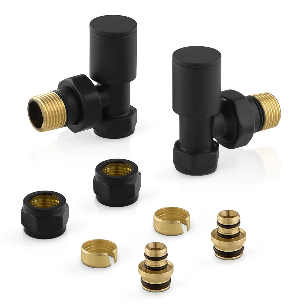 Coppia valvole termoarredo con raccordi multi 16x2 nero opaco