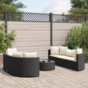 Set Divani da Giardino con Cuscini 7pz Nero Polyrattan