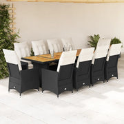 Set da Bistrò da Giardino 11 pz con Cuscini Nero in Polyrattan 3277233