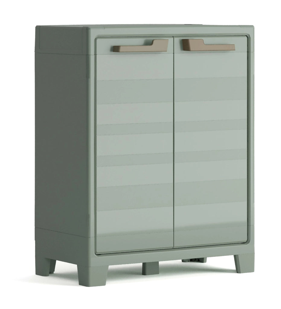 Armadio da Giardino 2 Ripiani 80x44x100 cm Keter Planet Outdoor Basso Grigio e Verde