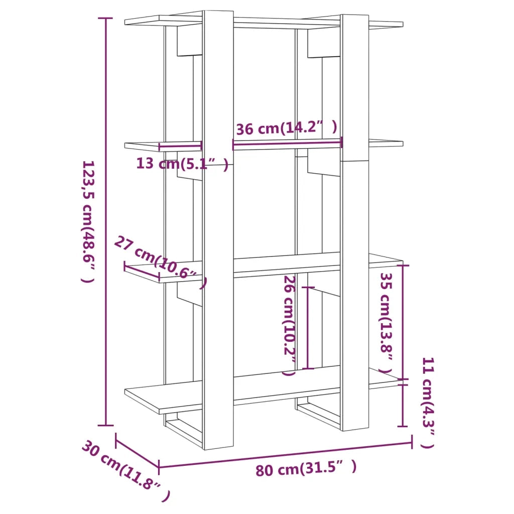 Libreria/Divisorio Nero 80x30x123,5 cm 811575