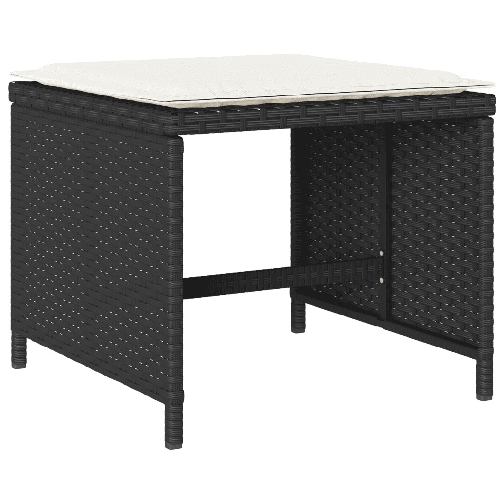 Set da Pranzo da Giardino 9 pz con Cuscini Nero in Polyrattan 3211314