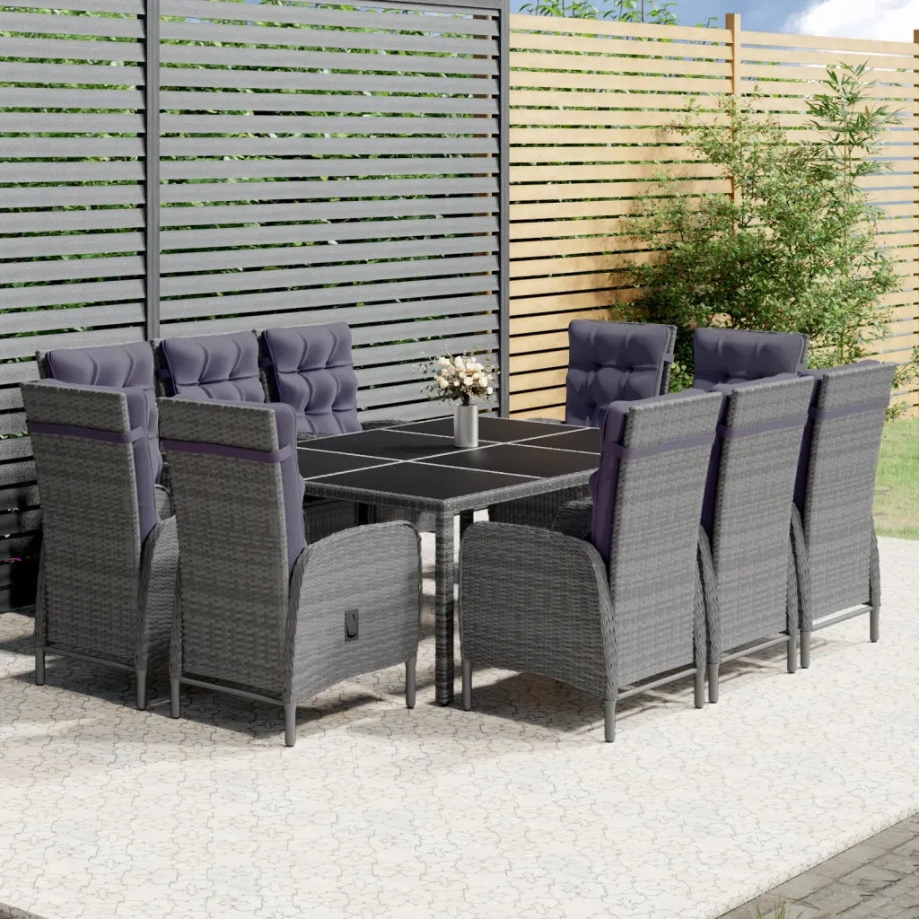 Set Pranzo da Giardino 11pz in Polyrattan Grigio 3058554