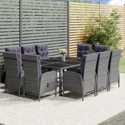 Set Pranzo da Giardino 11pz in Polyrattan Grigio 3058554