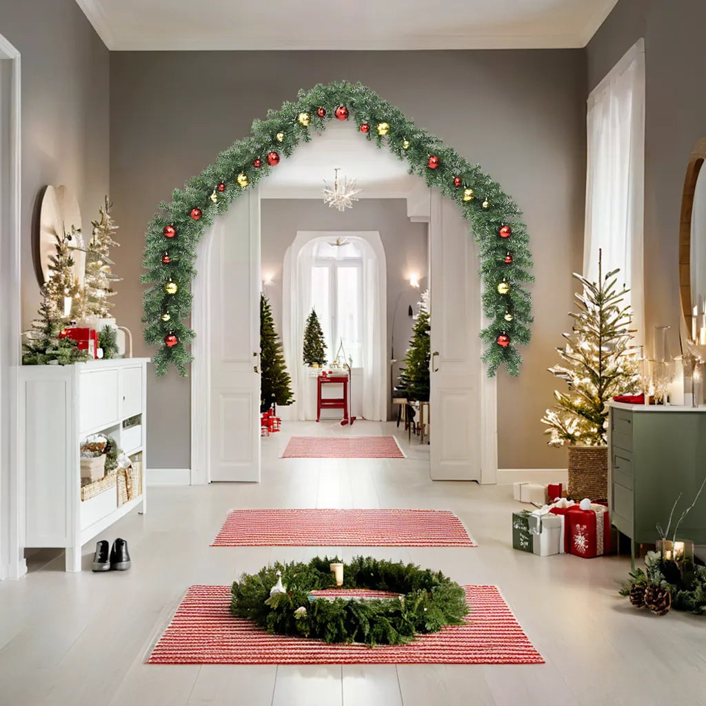 Ghirlanda di Natale Decorata con Palline e Luci a LED-Decorazioni natalizie 10 m