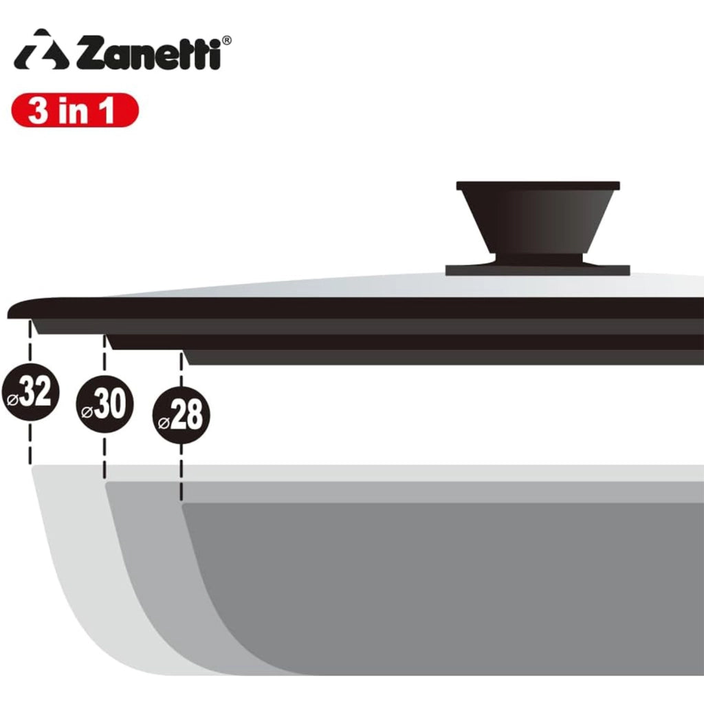 Zanetti Coperchio Universale Vetro Silicone 28 30 32 cm