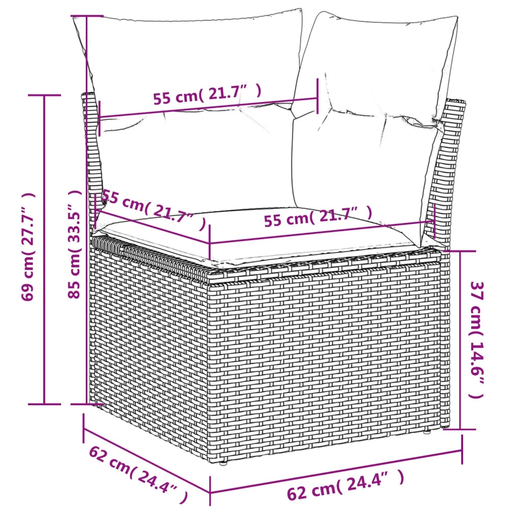 Set Divani da Giardino 11 pz con Cuscini in Polyrattan Nero 3220674