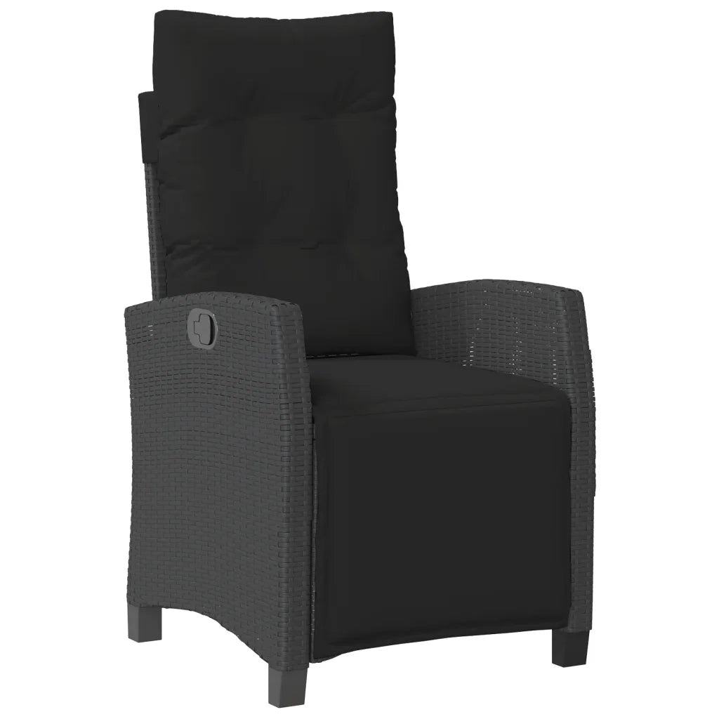 Set da Pranzo da Giardino 5 pz Nero con Cuscini in Polyrattan 3212664