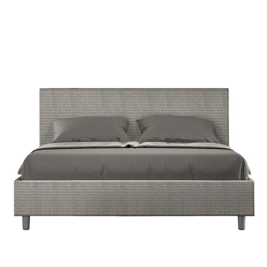 Letto matrimoniale con rete imbottito 160x200 tessuto Labirinto 2 grigio Adele