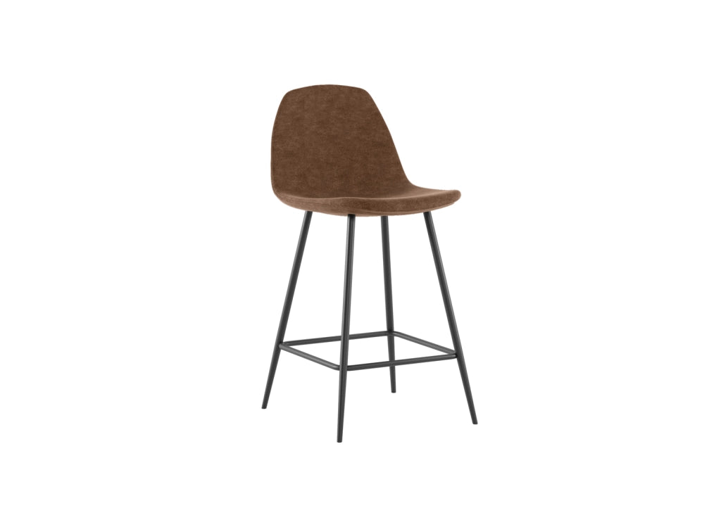 Sgabello Brigitte Marrone Vintage in Similpelle con Struttura in Metallo Antracite - Design Industriale per Arredo Interni Moderno