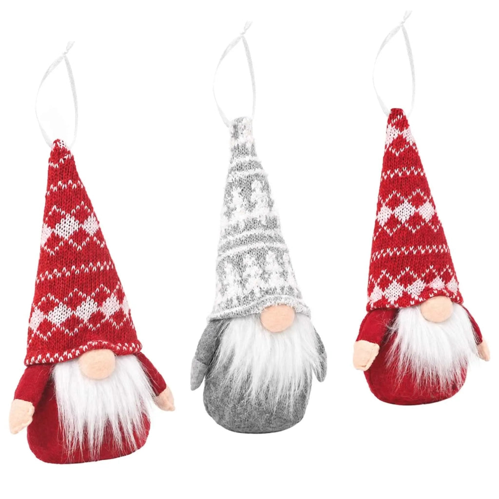 Set di gnomi da seduti 3 pz Rosso e Grigio 10 x 18 cm 42050779