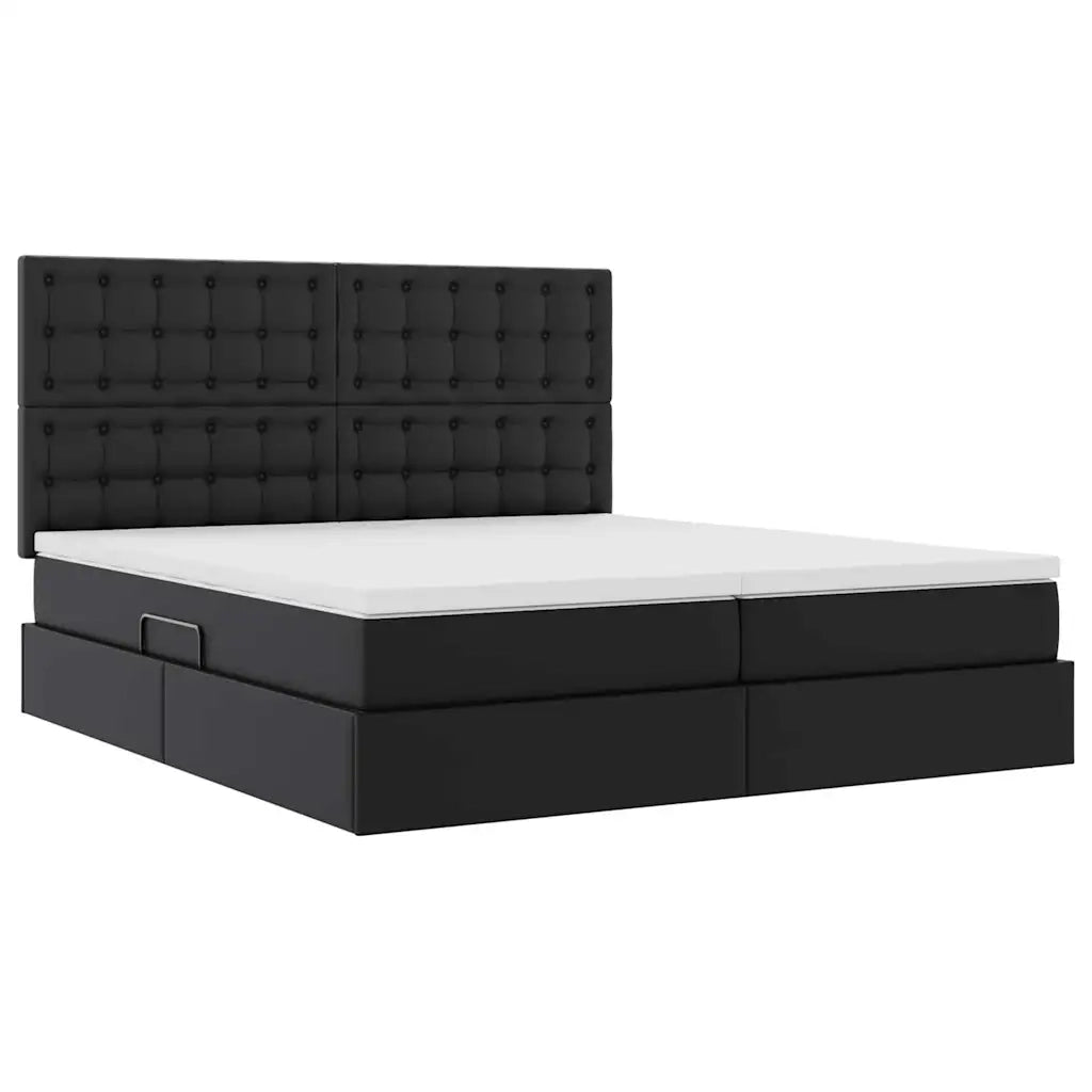 Letto con contenitore e materasso Nero 180 x 200 cm