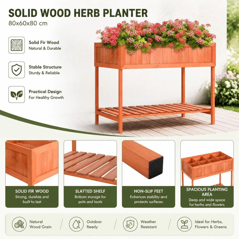 Planter For Herbs 80x60x80 Cm Solid Fir Wood