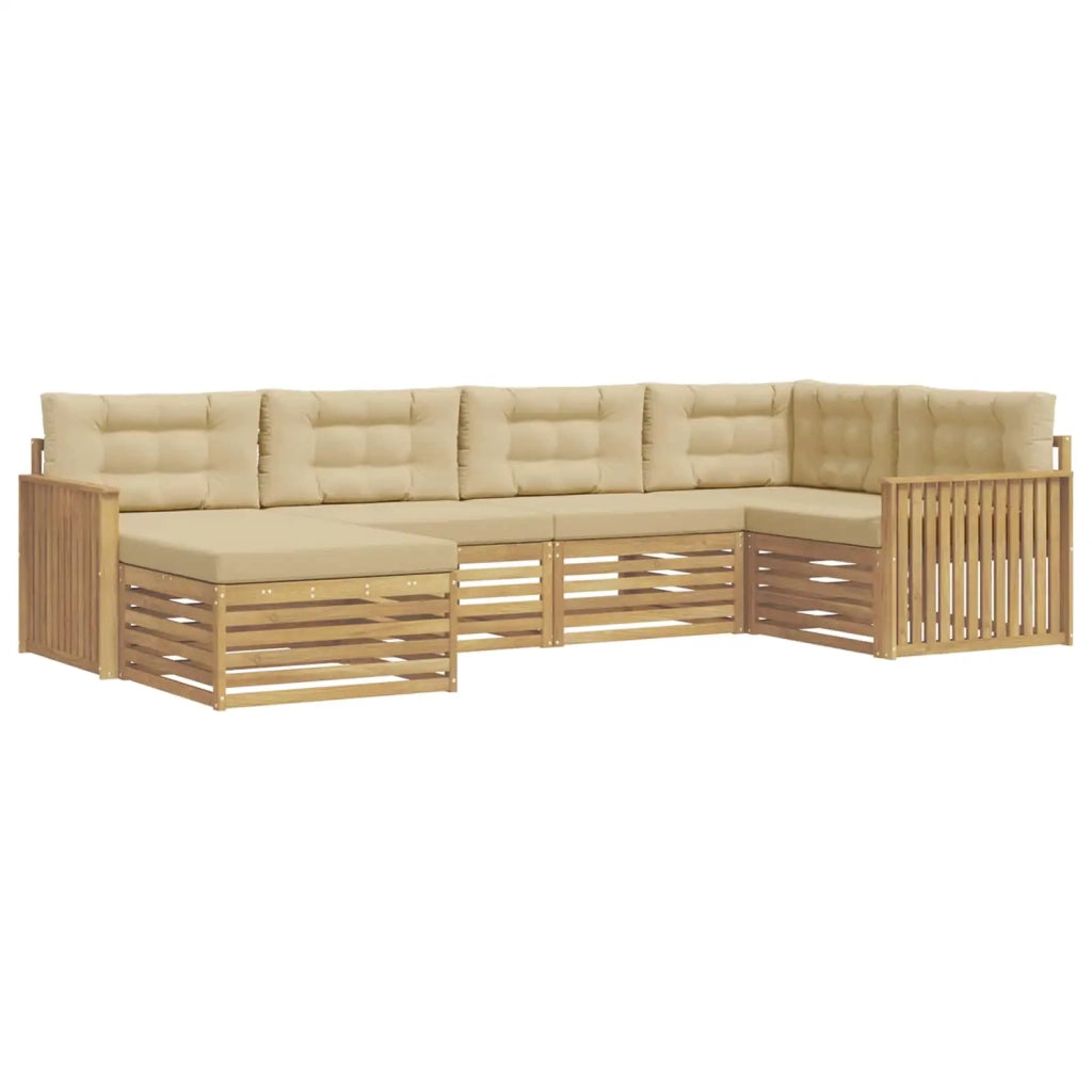 Set di divani da esterno 6 pz Bianco e Beige Poliestere 3390763
