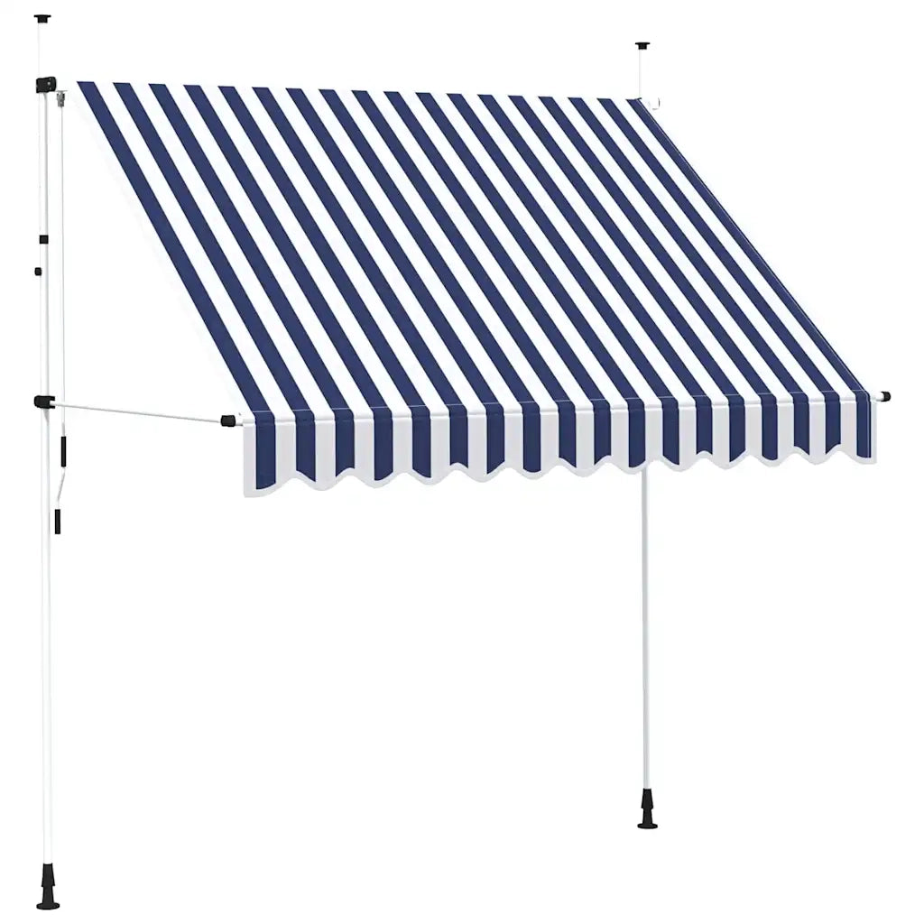 Tenda da Sole Retrattile Manuale 250 cm a Strisce Blu e Bianche 43221