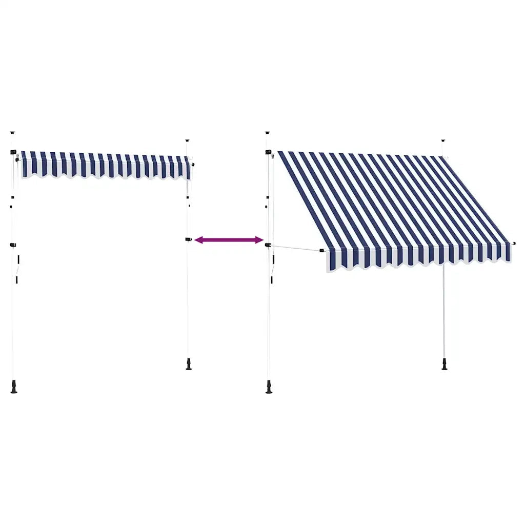 Tenda da Sole Retrattile Manuale 250 cm a Strisce Blu e Bianche 43221