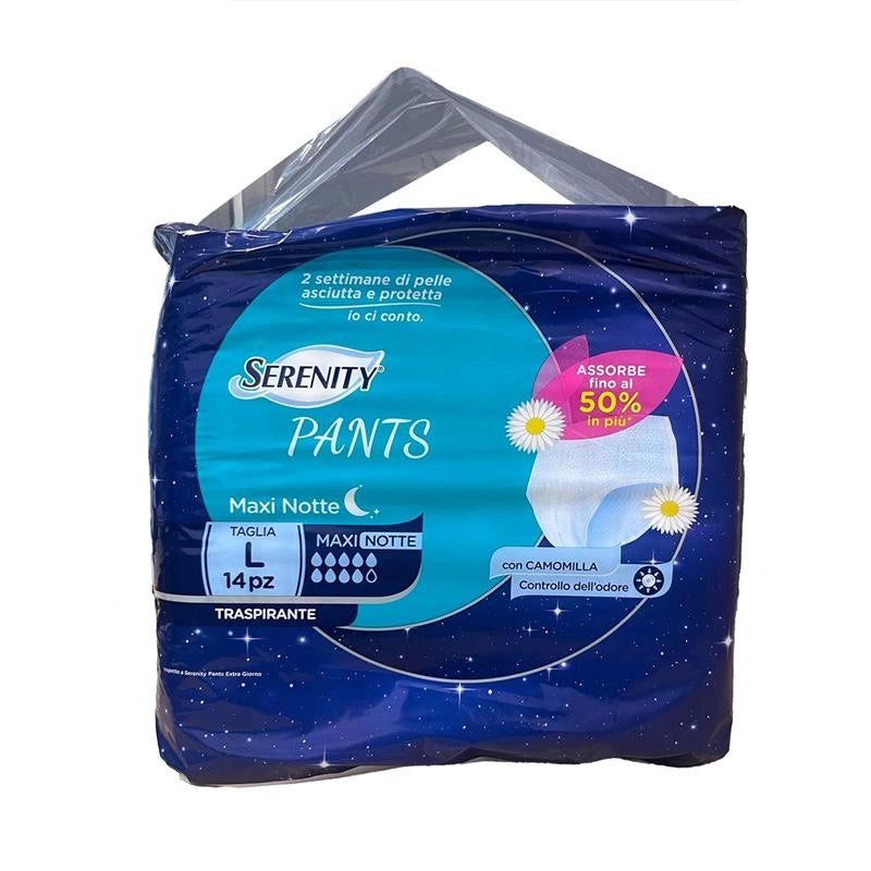 PANTS MAXI NOTTE ASSORBE TRASPIRANTE FINO AL 50% IN PIÙ CON CAMOMILLA CONTROLLO DELL'ODORE TAGLIA L 14 PZ