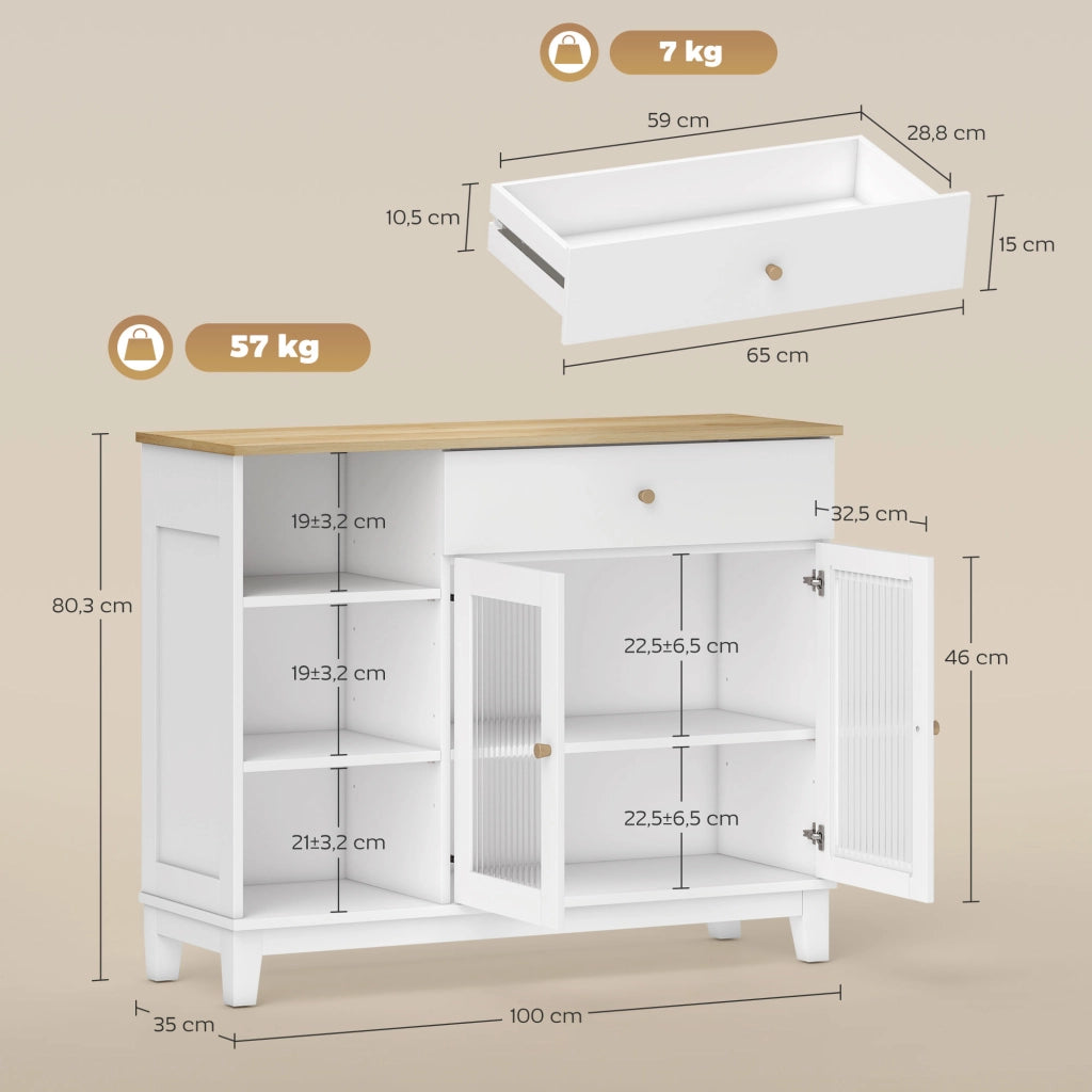 Armadio con ante e cassetti ¨C Minimal ¨C Bianco 100x35x80,3 cm