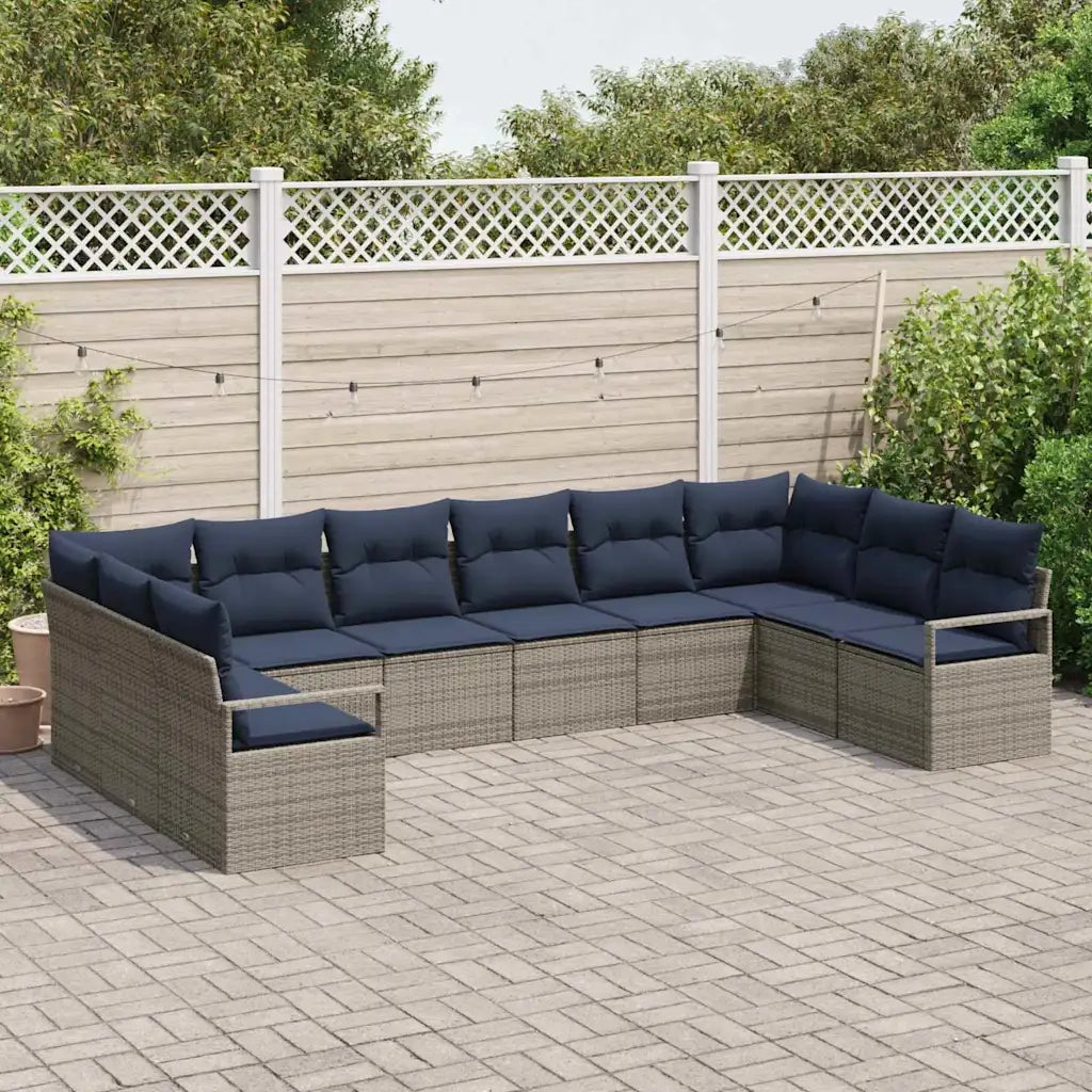 Set di divani con cuscino 10 pcs Grigio polyrattan 3346565