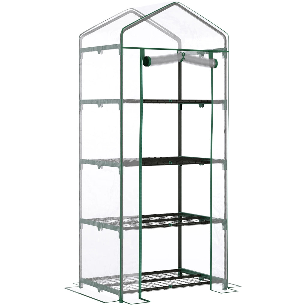 Mini serra in pellicola con 4 ripiani, 70 x 50 x 160 cm, trasparente