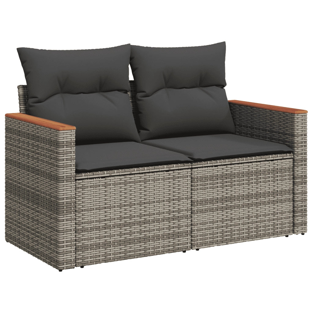 Set Divani da Giardino 13 pz con Cuscini Grigio in Polyrattan 3258245