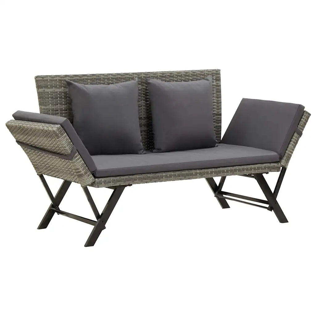 Panchina da Giardino con Cuscini 176 cm in Polyrattan Grigio 46232