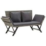 Panchina da Giardino con Cuscini 176 cm in Polyrattan Grigio 46232