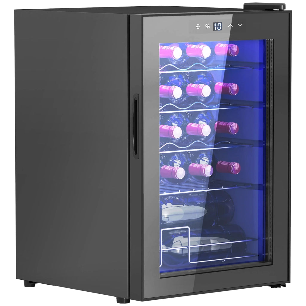Cantinetta per vino a libera installazione 43 x 45 x 64 cm 20 bottiglie temperatura regolabile silenzioso elegante contemporaneo in metallo nero 21_0000953
