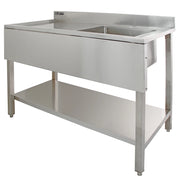 Lavandino Commerciale da Cucina 1 Vasca Inox con Sgocciolatoio a Sinistra