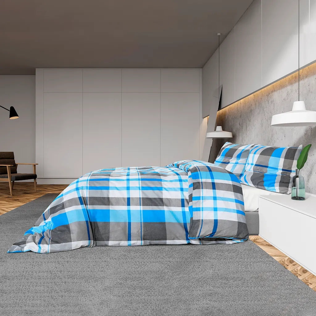 Set Copripiumino Blu e Grigio 260x240 cm in Cotone 136068