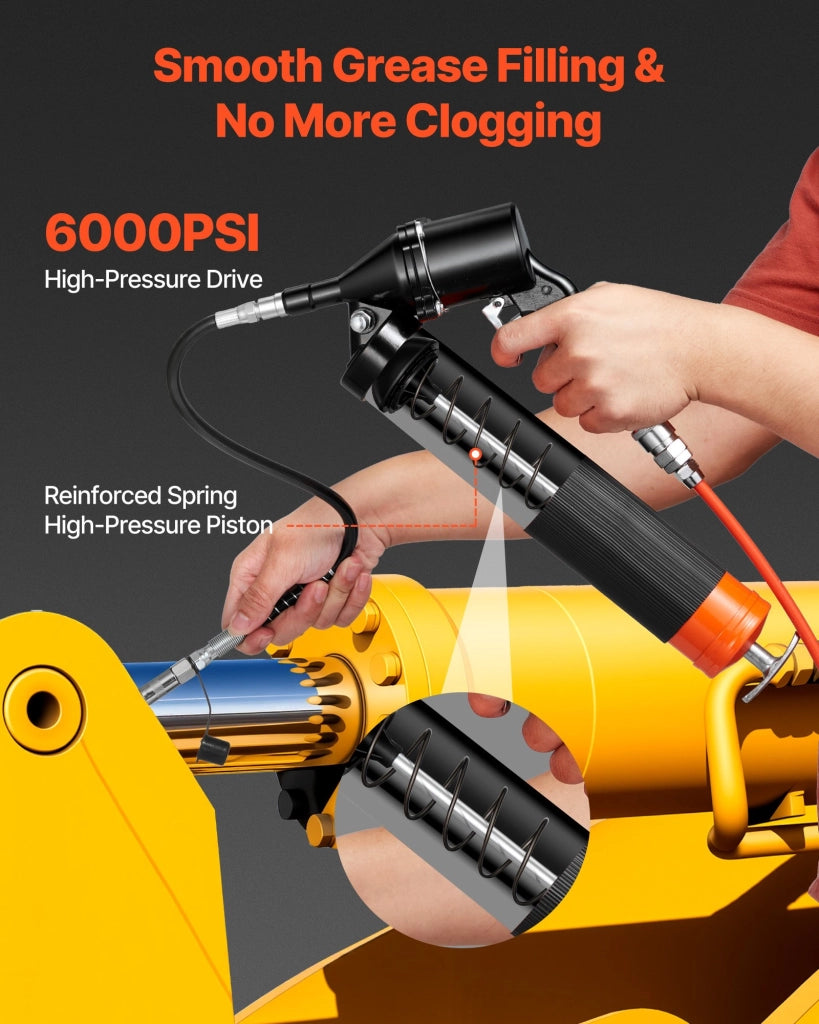 Kit Ingrassatore Pneumatico ad Alta Pressione 6000 PSI Capacita 0,4 L MM0401B in Acciaio al Carbonio e Lega di Alluminio per Officina