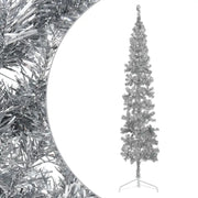Albero Natale Artificiale Sottile a Met¨¤ Supporto-Albero Natalizio Argento 240cm