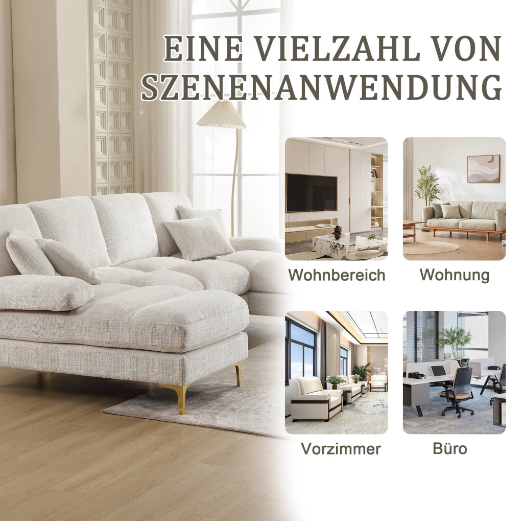 DIVANO U a 2 Chaise 272x136x88 cm Chenille Beige