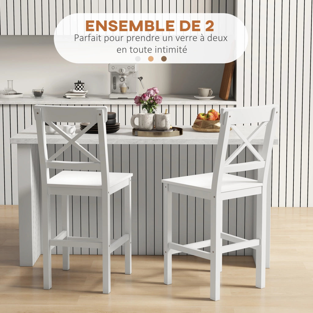 Sedia da Bar ¨C Minimal ¨C Legno Bianco 60 cm