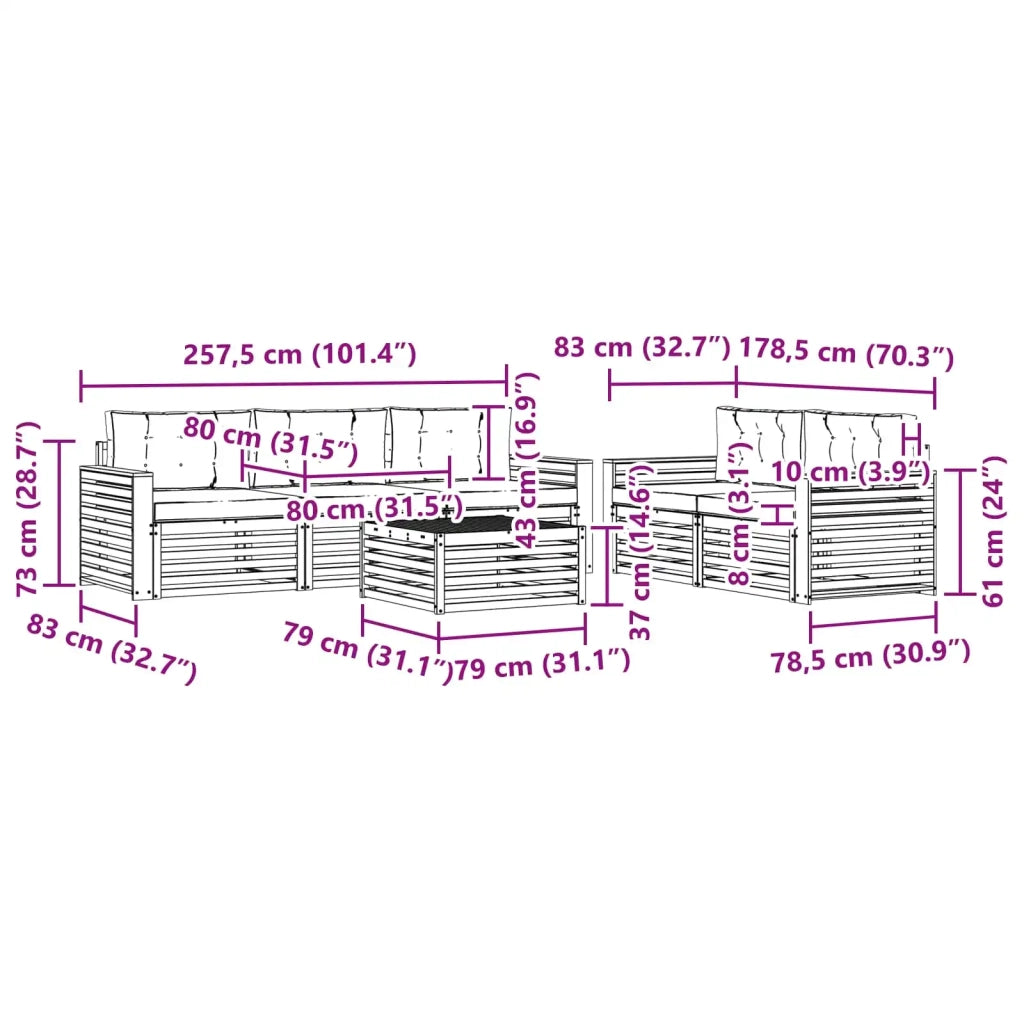 Set di divani da esterno 6 pz Bianco e Crema 3390050