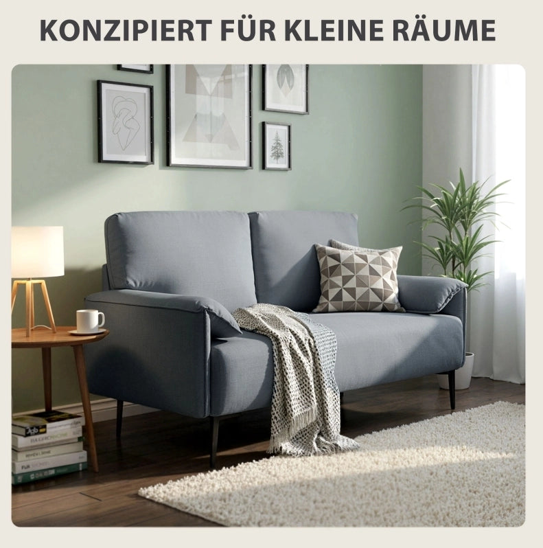 DIVANO 2 posti 127 cm Grigio con 2 cuscini schienale