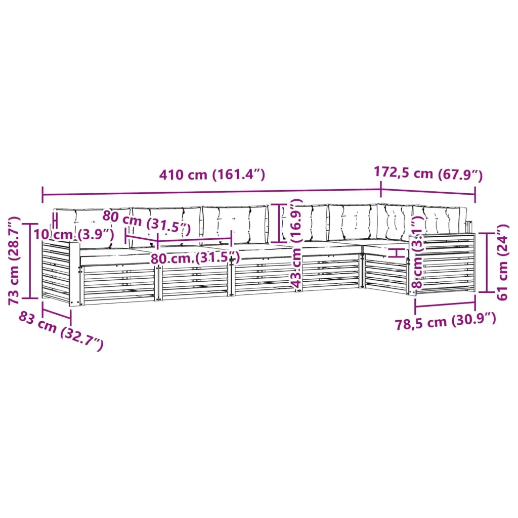 Set di divani da esterno 6 pz Bianco e Crema Poliestere 3390570